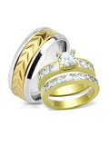 His & Hers Wedding Engagement Ring Set Yellow Gold Plated Stainless Steel - Edwin Earls Jewelry