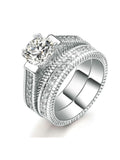 Women's 2 Piece Cz Wedding Ring Set Sterling Silver Vintage Style - Edwin Earls Jewelry