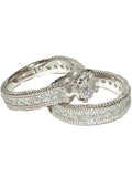 Women's 2 Piece Cz Wedding Ring Set Sterling Silver Vintage Style - Edwin Earls Jewelry