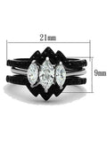 Women's 3 Piece Black Stainless Steel Wedding Band Ring Set - Edwin Earls Jewelry
