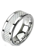 His Her Wedding Ring Set Sterling Silver & Stainless Steel. - Edwin Earls Jewelry