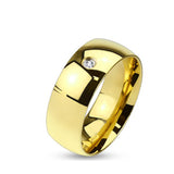 Men's Gold Plated Stainless Steel Wedding Band with CZ Stone - Edwin Earls Jewelry