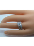 Women's 2 Piece Cz Wedding Ring Set Sterling Silver Vintage Style - Edwin Earls Jewelry