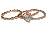 3 PIECE ROSE GOLD PLATED STERLING SILVER HALO CZ WEDDING RING SET - Edwin Earls Jewelry