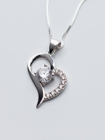 Forever Heart Pendant & Chain Solitaire Cz Heart in Sterling Silver - Edwin Earls Jewelry