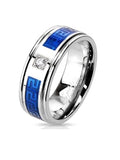 His & Hers Cz  Wedding Ring Set  Sterling Silver & Stainless Steel Wedding Rings - Edwin Earls Jewelry