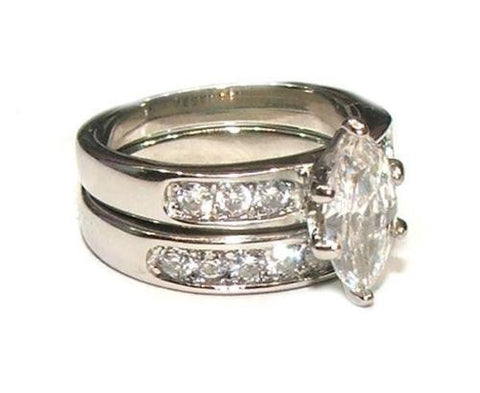 PalmBeach Jewelry Round And Marquise-Cut Cubic Zirconia 2-Piece