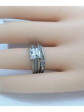 His and Hers Wedding Rings Princess Cut Cz Set Stainless Steel Eternity Band - Edwin Earls Jewelry