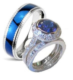 His & Hers Cz Wedding Ring Set  Sterling Silver & Stainless Steel Wedding Rings - Edwin Earls Jewelry