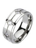 His & Hers 3 Piece Vintage Style Wedding Ring Set Sterling Silver & Titanium - EdwinEarls.com