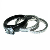 His Her Wedding Ring Set Black Stainless Stainless Steel Rings - Edwin Earls Jewelry