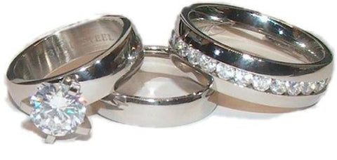 His Her Wedding Ring Set Stainless Steel Wedding Rings Couples Rings - Edwin Earls Jewelry