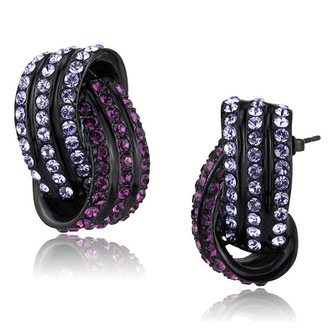 IP Black(Ion Plating) Stainless Steel Earrings with Top Grade Crystal  in Multi Color