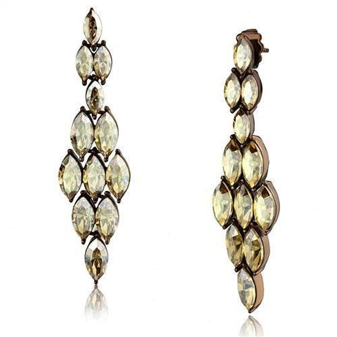 TK2632 - IP Coffee light Stainless Steel Earrings with Top Grade Crystal  in Champagne