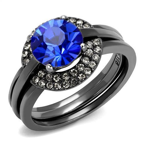 Women's Three Piece Black Stainless Steel Wedding Ring Set - Edwin Earls Jewelry
