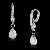 Women's Infinity Hoop Earrings in Sterling Silver with Cz Stones