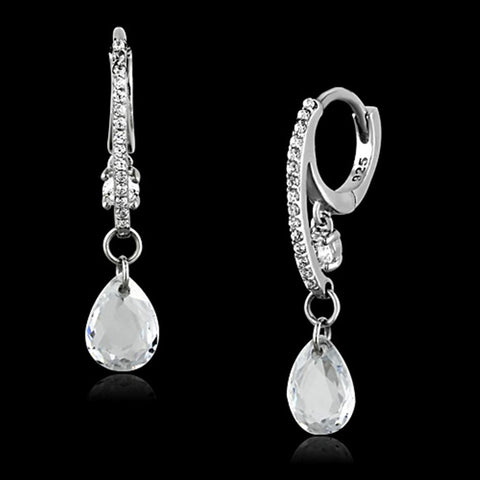 Women's Infinity Hoop Earrings in Sterling Silver with Cz Stones